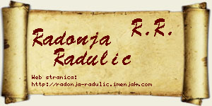 Radonja Radulić vizit kartica
